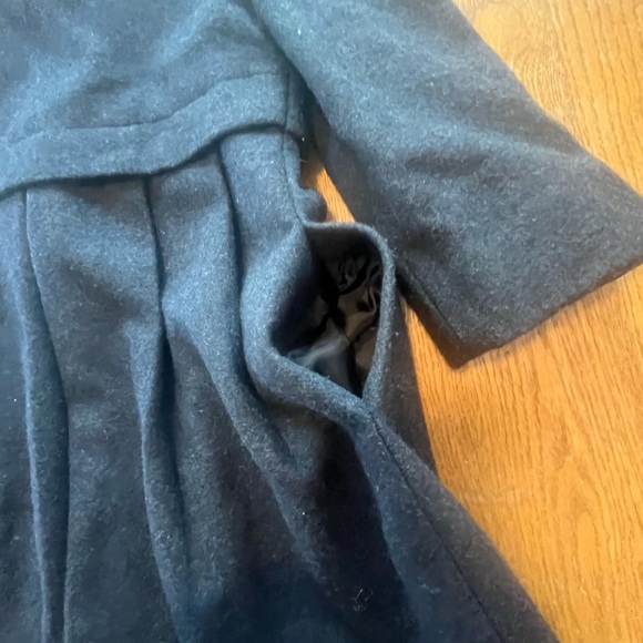 Rothschild Dark Gray Wool Blend Pleated Dress Coat Girls 3 Faux Fur Collar - Picture 5 of 9